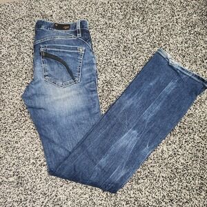 Y2k Fox Racing Women Jeans Low Rise Sz 3/28,Darkwash Stretch Dirtbike Moto Punk